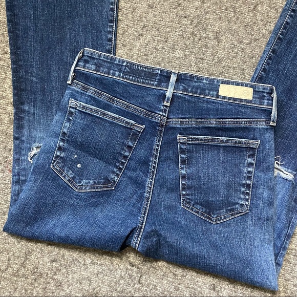 Ag Adriano Goldschmied 'Janis' High Rise Flare Blue Distressed Jeans ** - Picture 5 of 8